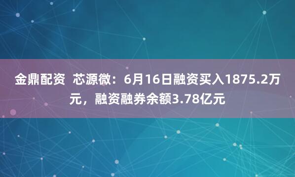 金鼎配资  芯源微：6月16日融资买入1875.2万元，融资融券余额3.78亿元