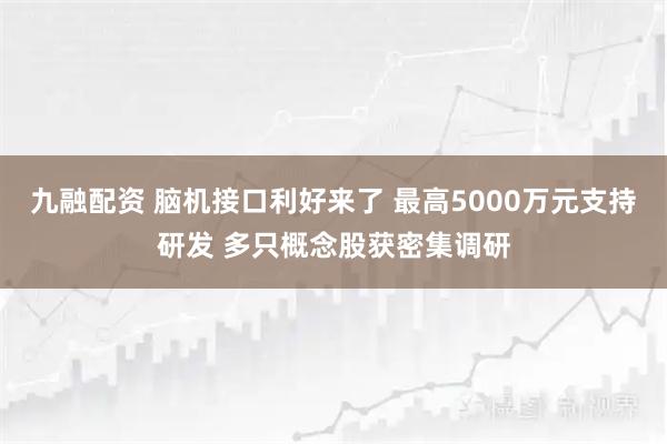 九融配资 脑机接口利好来了 最高5000万元支持研发 多只概念股获密集调研