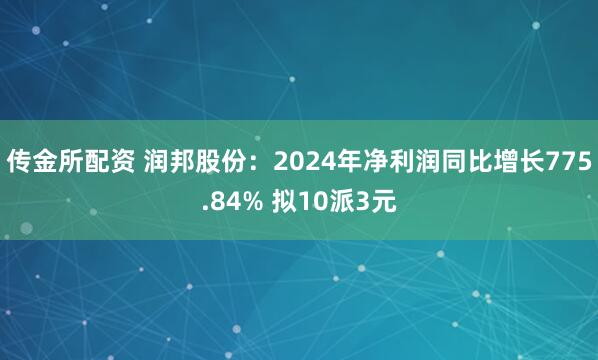 传金所配资 润邦股份：2024年净利润同比增长775.84% 拟10派3元